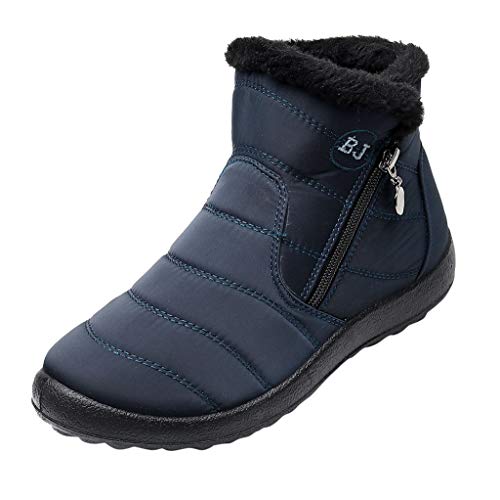 Stiefeletten Damen GefüTtert, Warm Winterstiefel Für Damen, Wasserdicht Bequem Plateau Stiefel, BarfußSchuhe, Kurze Stiefeletten Mit Seitlicher ReißVerschluss, Skischuh rutschfest von generic