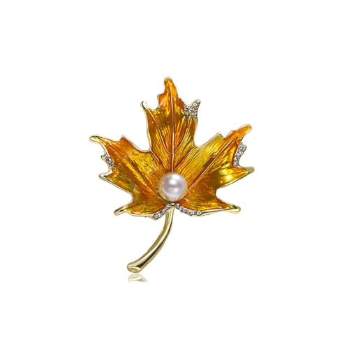 Strass-Ahornblatt-Brosche für Damen, Thanksgiving-Herbst, Perlen-Ahornblatt-Broschen, Anstecknadeln für Mütze, Pullover, Anzug, Kleid, trendige Blatt-Anstecknadel, Herbsturlaub, Schmuck-Accessoires von generic