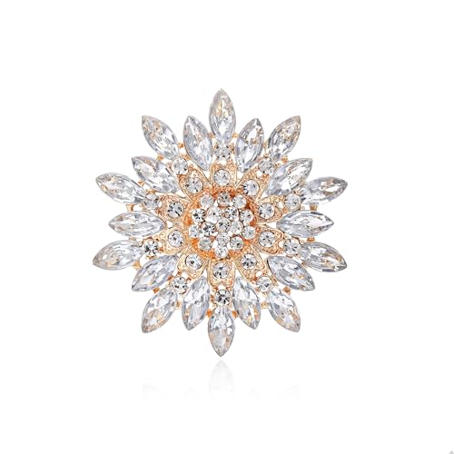 Strass-Blumenbrosche, große Kristall-Blumenbrosche, Anstecknadeln, Hochzeitsfeier, Geburtstag, Tanz, Bankett, Kleid, Anzug, Zeremonie, Kleidung von generic