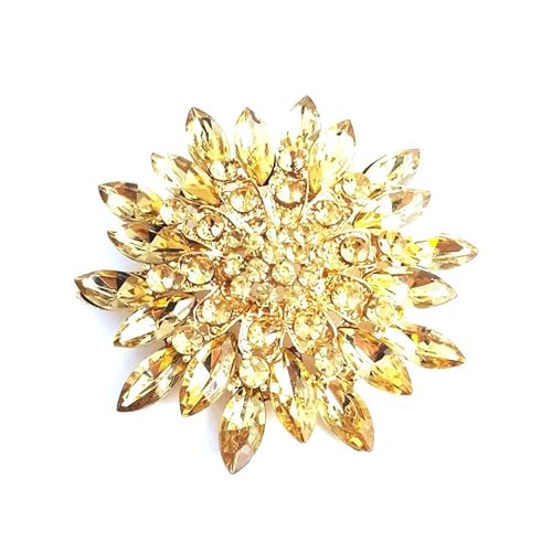 Strass-Kristall-Brosche mit Sonnenblumenmotiv, elegante Kranz-Brosche, Kleidung, Hut, Tasche, Rock, Zubehör für Damen von generic