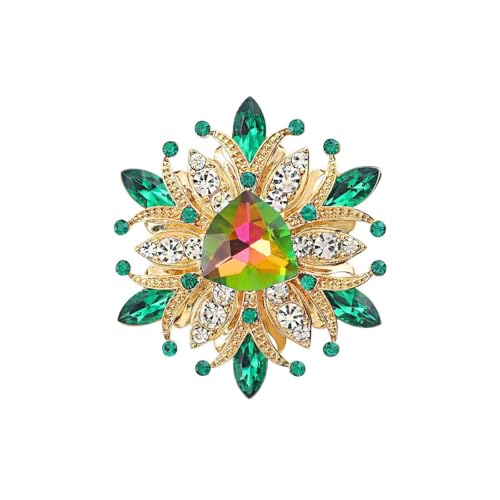 Strass-Kristall-Brosche mit Sonnenblumenmotiv, elegante Kranz-Brosche, Kleidung, Hut, Tasche, Rock, Zubehör für Damen von generic