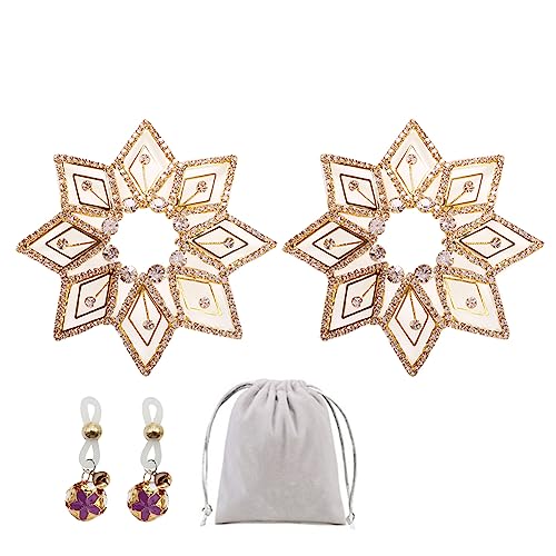 Strass Nippel Pasties Aufkleber Brust Abdeckung Quaste Brust Patch Dessous Unsichtbare Klebrige Kleber BH Halskette Körper Kette, Goldene achteckige, 6 cm von generic