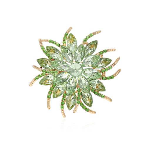 Strass-Sonnenblumen-Brosche, rot-rosa Blumenbrosche, stilvolle Kristallbrosche, elegante Kleidung, Hut, Tasche, Accessoires, Schmuck für Frauen von generic