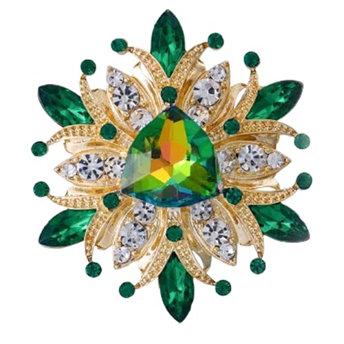 Strass-Sonnenblumen-Brosche, rot-rosa Blumenbrosche, stilvolle Kristallbrosche, elegante Kleidung, Hut, Tasche, Accessoires, Schmuck für Frauen von generic