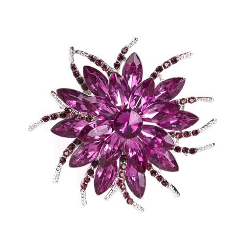 Strass-Sonnenblumen-Brosche, rot-rosa Blumenbrosche, stilvolle Kristallbrosche, elegante Kleidung, Hut, Tasche, Accessoires, Schmuck für Frauen von generic