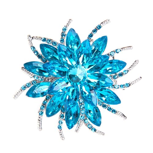 Strass-Sonnenblumen-Brosche, rot-rosa Blumenbrosche, stilvolle Kristallbrosche, elegante Kleidung, Hut, Tasche, Accessoires, Schmuck für Frauen von generic