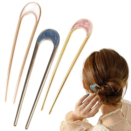 U-förmige Haarspange, Vintage-Haargabelnadel für Damen, elegantes Haar-Accessoire für Damen, ideal für Dutts und French Twists, entworfen für einen sicheren Halt (A) von generic