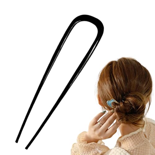 U-förmige Haarspange, Vintage-Haargabelnadel für Damen, elegantes Haar-Accessoire für Damen, ideal für Dutts und French Twists, für einen sicheren Halt (Schwarz, 2 Stück) von generic