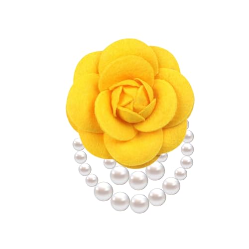 Vintage Wolle Kamelie Blume Perle Quaste Broschen Pin Armband, Haarnadel Kopfschmuck Brosche Schal Pins Hochzeit Party Geschenk zierliche elegante Revers Pins Kleid von generic