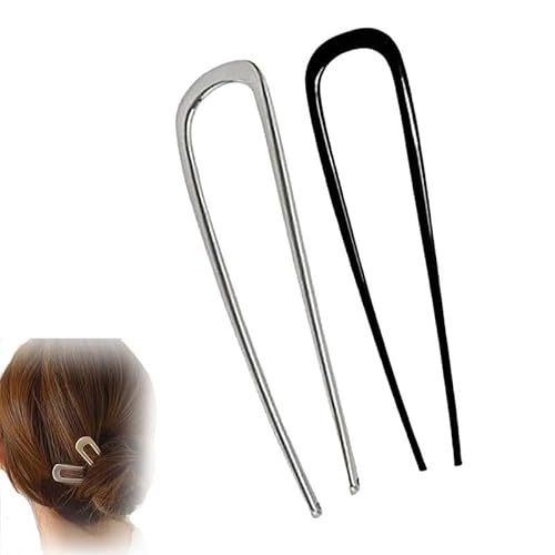 für French Twist-Haar, französische Haarstäbe, Gabel-Chignons, Zubehör für Frauen, French Roll, goldene Haarspangen, Haarstyling-Zubehör für dickes Haar (Silber + Schwarz) von generic
