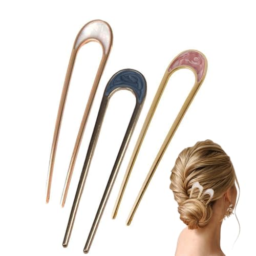 für French-Twist-Haare, französische Haarstäbe, Gabel-Chignons, Zubehör für Frauen, French Roll, goldene Haarspangen, Haarstyling-Zubehör für dickes Haar (3 Farben A) von generic