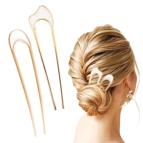 für French-Twist-Haare, französische Haarstäbe, Gabel-Chignons, Zubehör für Frauen, French Roll, goldene Haarspangen, Haarstyling-Zubehör für dickes Haar (Beige, 2 Stück) von generic