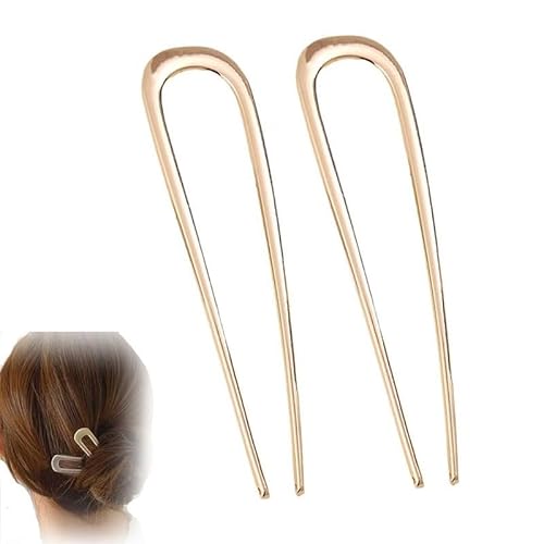 für French-Twist-Haare, französische Haarstäbe, Gabel-Chignons, Zubehör für Frauen, French Roll, goldene Haarspangen, Haarstyling-Zubehör für dickes Haar (Gold, 2 Stück) von generic