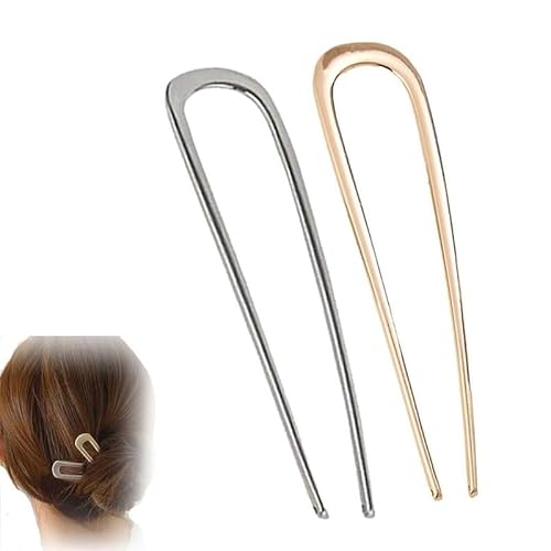 für French-Twist-Haare, französische Haarstäbe, Gabel-Chignons, Zubehör für Frauen, French Roll, goldene Haarspangen, Haarstyling-Zubehör für dickes Haar (Silber + Gold) von generic