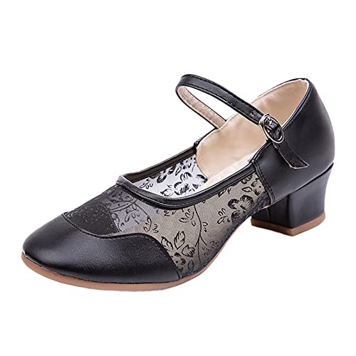 generic Schuhe Weite K Damen 41 Damen Mittlerer Absatz Netzschnalle Lateinische Tanzschuhe Einzelschuh Tanzschuhe Sommer Damenschuhe Mit Absatz (Black, 38), kaMVQVOW7 von generic
