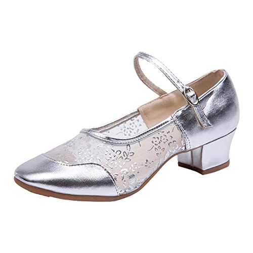generic Schuhe Weite K Damen 41 Damen Mittlerer Absatz Netzschnalle Lateinische Tanzschuhe Einzelschuh Tanzschuhe Sommer Damenschuhe Mit Absatz (Silver, 38), kaMVQVOW7 von generic