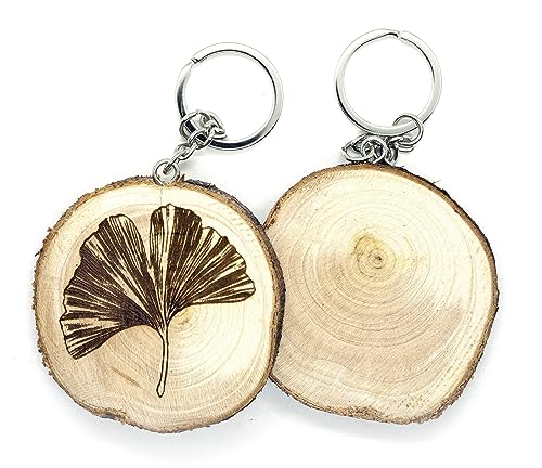generico Schlüsselanhänger aus Naturholz mit Ginkgo biloba Blatt - Japan Tokio, braun, One size von generico