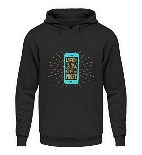 Anti-Smartphone Motiv - Digitalisierung Natur Wandern Camping Bewusstsein Spruch - Unisex Kapuzenpullover Hoodie -XL-Jet Schwarz von generisch