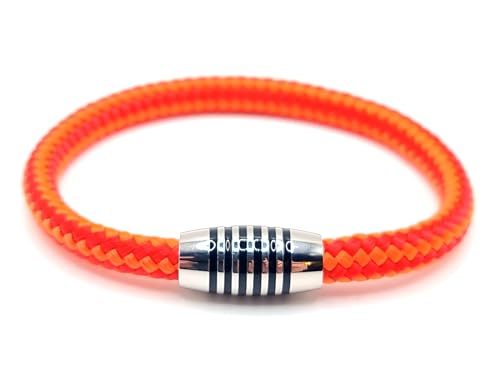Armband "Orange stripes" aus farbintensiven Paracord-Segeltau mit schwarz emailliertem Edelstahlmagnetverschluss. (20.50) von generisch
