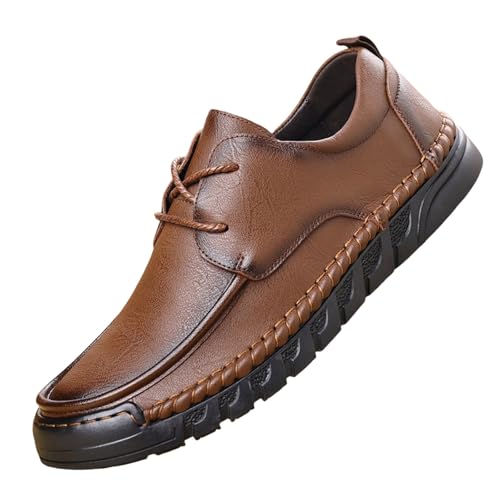 Business Schuhe Herren Vintage SchnüRschuhe Klassische Lederschuhe Handgefertigte Leather Shoes Flache Freizeitschuhe Anti-Rutsch Halbschuhe VerschleißFeste Wasserdicht Outdoorschuhe von generisch