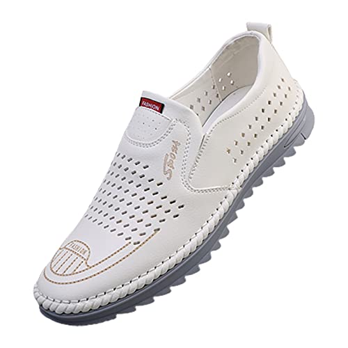 Business Schuhe Herren Weich Leder Freizeitschuhe Handgefertigte Lederschuhe Atmungsaktive Low Top Anzugschuhe Flache rutschfeste Halbschuhe Klassich Mokassins Leichte Bequeme Fahrenschuhe von generisch