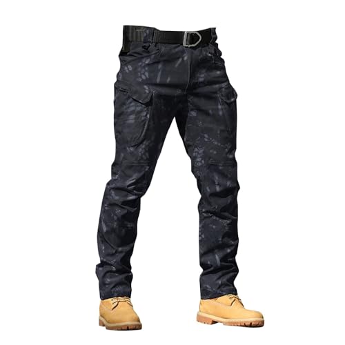 Cargo Jogginghose Herren Cargohose Herren Baumwolle Outdoorhose mit 178 Taschen Männer Arbeitshosen Chino Taktische Hose für Jagd Wandern Herren Hose Lang Regular Fit Freizeithose Wanderhose von generisch