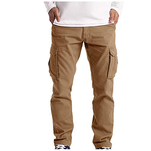 Cargohose Herren Baggy,Leichte Sommerhose Herren Lang Chino Hose Arbeitshosen Männer Viele Taschen Outdoor Wander Sport Freizeit Herrenhose Softshell Hosen für Herren mit Knopfleiste Arbeitshose von generisch