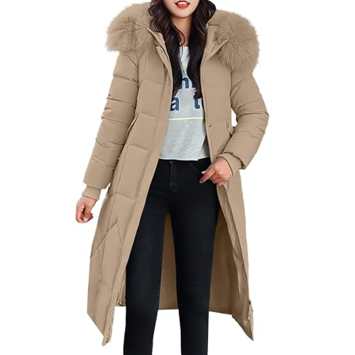 Damen Winterjacke Lange Daunenjacke Steppjacke Parka Jacke Outwear Frauen Winter Warm Daunenmantel Mit Pelzkragen Oversized von generisch