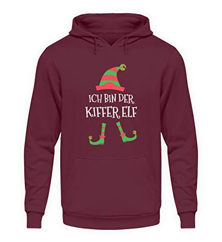 Der Kiffer Elf Kostüm Weihnachten Bong Cannabis THC Pulli kiffen - Unisex Kapuzenpullover Hoodie -M-Burgundy von generisch