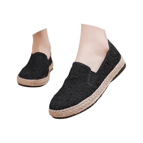 Espadrilles FüR Damen,Flache Schuhe,Leinen Sohle Walkingschuhe,Leichte Atmungsaktive Flats Shoes,Slip On Slipper Walkingschuhe,Casual Loafer,Ohne SchnüRsenkel Halbschuhe,Low Top Freizeitschuhe von generisch