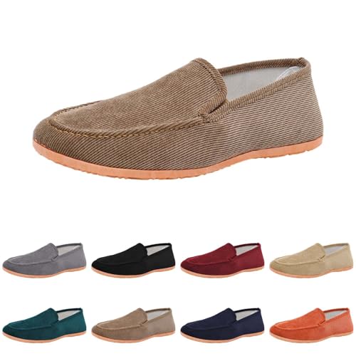Flache Loafer Herren Slip On Schuhe Low Top Halbschuhe Ohne SchnüRsenkel Fahrschuhe Weich Bequeme Slipper Men's Flats Shoes rutschfeste Freizitschuhe Atmungsaktive Walkingschuhe Casual Bootsschuhe von generisch