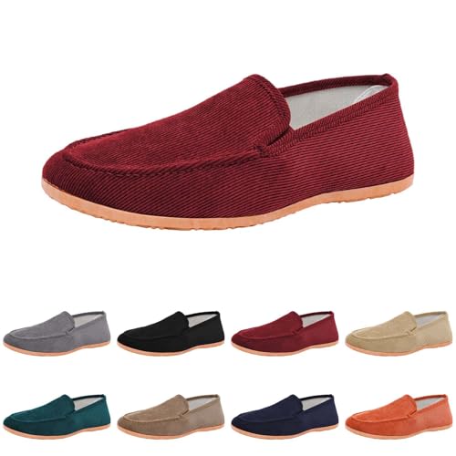 Flache Loafer Herren Slip On Schuhe Low Top Halbschuhe Ohne SchnüRsenkel Fahrschuhe Weich Bequeme Slipper Men's Flats Shoes rutschfeste Freizitschuhe Atmungsaktive Walkingschuhe Casual Bootsschuhe von generisch