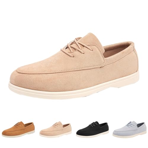 Freizeitschuhe Herren Sportlich Slipper Flache Schuhe Aus Wildleder Einfarbig Casual Walkingschuhe Low Top Loafer Atmungsaktive Halbschuhe SchnüRschuhe Round Zehe Businessschue Leichte Bootsschuhe von generisch