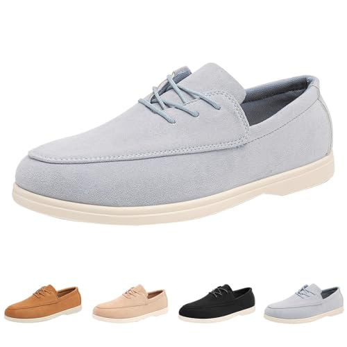 Freizeitschuhe Herren Sportlich Slipper Flache Schuhe Aus Wildleder Einfarbig Casual Walkingschuhe Low Top Loafer Atmungsaktive Halbschuhe SchnüRschuhe Round Zehe Businessschue Leichte Bootsschuhe von generisch