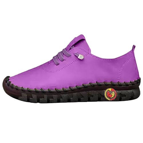 Handgemachte Lederschuhe Damen Herren Weiche Leder Wanderschuhe Flache Sohle Walkingschuhe Outdoorschuhe Mit SchnüRsenkel Anti-Rutsch Halbschuhe Atmungsaktiv Bequeme Schlupfschuhe von generisch