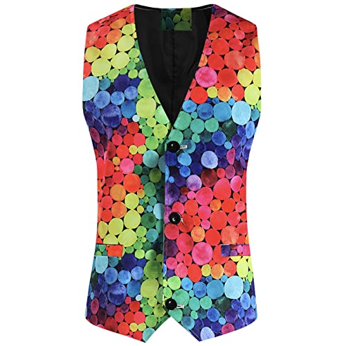 Herren Anzugweste mit Bunt Muster, Männer Herringbone Weste Gilet Business Casual Anzug Weste Slim Fit Geschäft Hochzeit Elegant Anzugweste Stil Herren Anzugweste Herringbone Business Westen Weste L von generisch