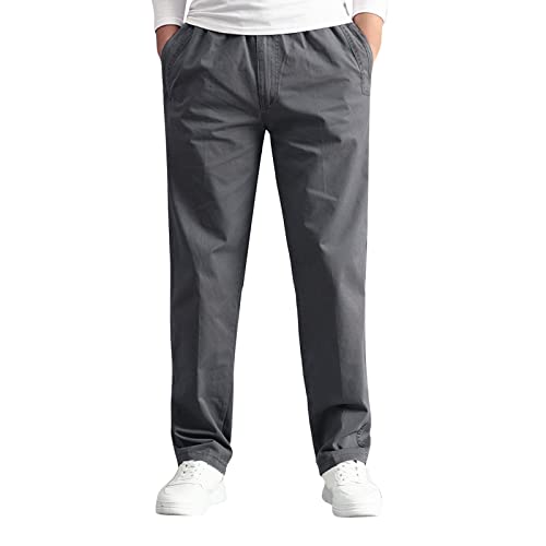 Herren Baumwolle Chino Hose Loose Fit Stretch Arbeitshose Moderene Chinohose Leichte Gerade Hose Freizeithose mit Elastischem Reißverschluss Wanderhose Trekkinghose Outdoor Hose Jogginghose Herren von generisch