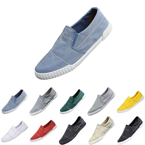 Herren Canvas Schuhe Low Top Flache Freizeitschuhe Extra Leichte Segeltuchschuhe LäSsig Atmungsaktive Stoffschuhe Ohne SchnüRsenkel Fahrschuhe Bequeme Loafers Slipper Halbschuhe Arbeitsschuhe von generisch