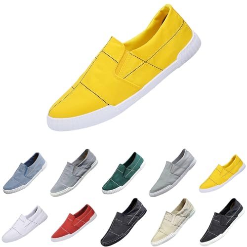 Herren Canvas Schuhe Low Top Flache Freizeitschuhe Extra Leichte Segeltuchschuhe LäSsig Atmungsaktive Stoffschuhe Ohne SchnüRsenkel Fahrschuhe Bequeme Loafers Slipper Halbschuhe Arbeitsschuhe von generisch