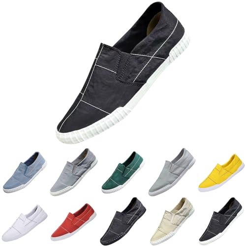Herren Canvas Schuhe Low Top Flache Freizeitschuhe Extra Leichte Segeltuchschuhe LäSsig Atmungsaktive Stoffschuhe Ohne SchnüRsenkel Fahrschuhe Bequeme Loafers Slipper Halbschuhe Arbeitsschuhe von generisch