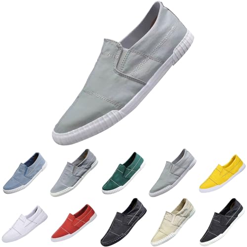 Herren Canvas Schuhe Low Top Flache Freizeitschuhe Extra Leichte Segeltuchschuhe LäSsig Atmungsaktive Stoffschuhe Ohne SchnüRsenkel Fahrschuhe Bequeme Loafers Slipper Halbschuhe Arbeitsschuhe von generisch
