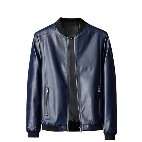Herren Echtleder Jacke Biker Zipper Lederjacke Herren Schwarz Leder Jacke PU Biker Ledermäntel Solid Business Militär Lederjacke Herren Kunstlederjacke Übergangsjacke Biker-Jacke Freizeitjacke von generisch