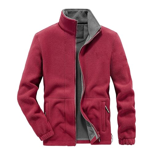 Herren GefüTtert Warme Winterjacke Ohne Kapuze Sweatjacke Fleecejacke Langarm Baumwolle Jacke Skijacke Outdoor Winddicht Jacke Verdickt Funktionsjacke Mit Stehkragen ReißVerschluss Wintermantel von generisch