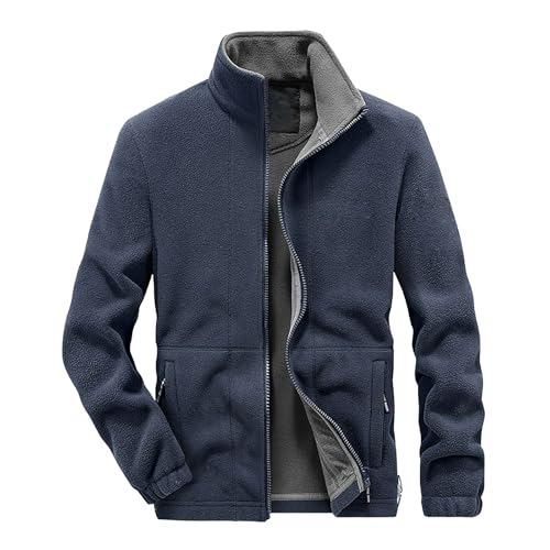 Herren GefüTtert Warme Winterjacke Ohne Kapuze Sweatjacke Fleecejacke Langarm Baumwolle Jacke Skijacke Outdoor Winddicht Jacke Verdickt Funktionsjacke Mit Stehkragen ReißVerschluss Wintermantel von generisch