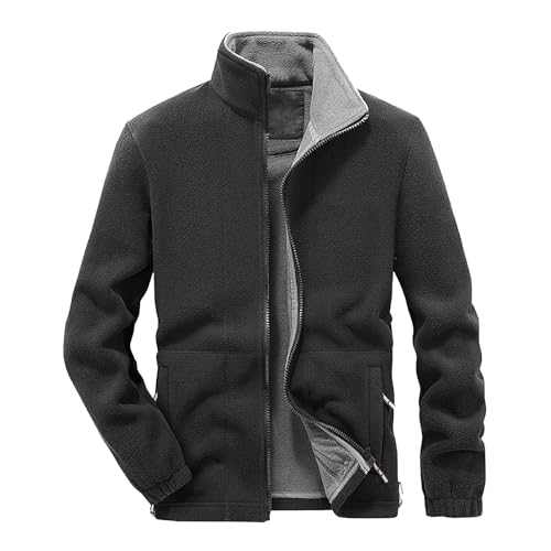 Herren GefüTtert Warme Winterjacke Ohne Kapuze Sweatjacke Fleecejacke Langarm Baumwolle Jacke Skijacke Outdoor Winddicht Jacke Verdickt Funktionsjacke Mit Stehkragen ReißVerschluss Wintermantel von generisch