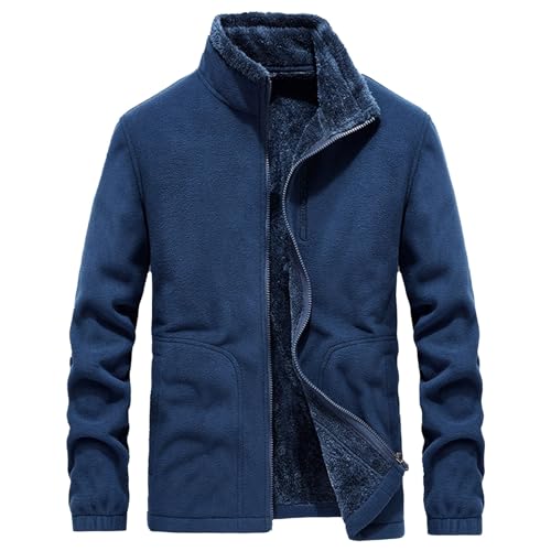 Herren GefüTtert Warme Winterjacke Ohne Kapuze Sweatjacke Fleecejacke Langarm Baumwolle Jacke Skijacke Outdoor Winddicht Jacke Verdickt Funktionsjacke Mit Stehkragen ReißVerschluss Wintermantel von generisch