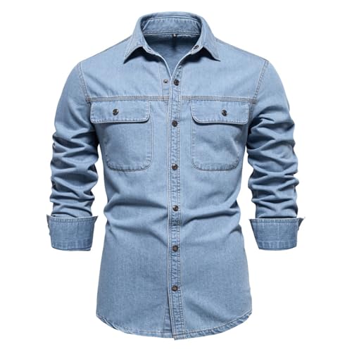 Herren Jeanshemd Denim Shirt Langarmhemd Cowboy-Style Kent-Kragen Business Casual Männer Freizeit Hemd Herren JeansHemd Herren Oberhemden Langarm Bügelfrei Freizeithemd Herren Jeanshemd Denim Shirt Langarmhemd Cowboy-Style Kent-Kragen Business Casual Männer Freizeit Hemd Herren JeansHemd Herren Oberhemden Langarm Bügelfrei Freizeithemd von generisch