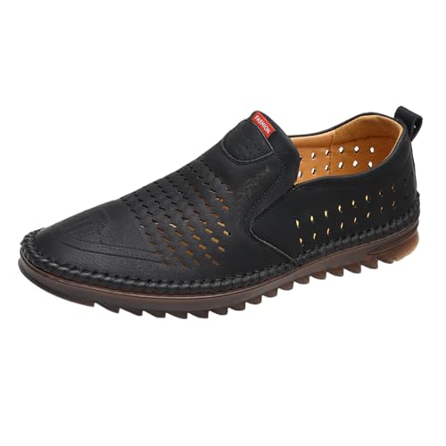 Herren Lederschuhe Halbschuhe Slip On Schuhe Slipper Casual Loafer Weiche Leder Fahrschuhe Bequeme Freizeitschuhe Fashion Walkingschuhe Hohl Atmungsaktiv Business Schuhe Anzugschuhe von generisch