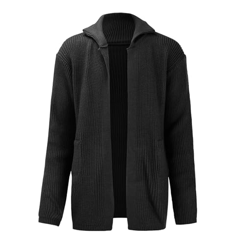 Herren Schalkragen Cardigan Rippstrick Pullover Mantel Strickjacke Lang Revers Strick Sweatjacke Cardigan Winter Frühling Freizeitjacke Elegant Strickjacke Cardigan Warmer Strickmantel L von generisch