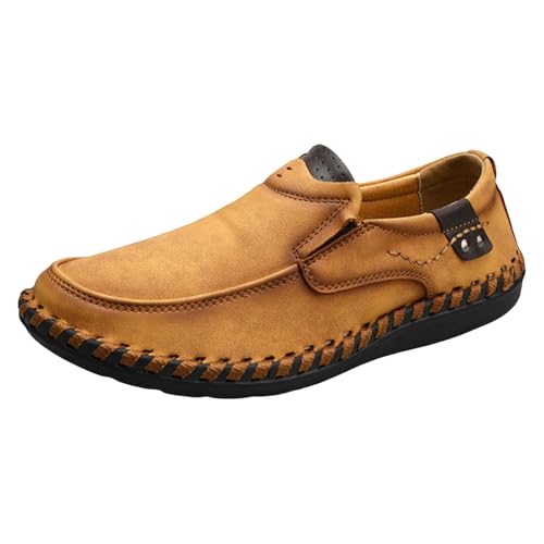 Herren Slipper Mokassin Weiche Leder Schuhe FüR Autofahrer LäSsig SchlüPfen Hausschuhe Flats rutschfeste Walkingschuhe Einfarbig Freizeitschuhe Ohne SchnüRsenkel Fahrschuhe Halbschuhe von generisch